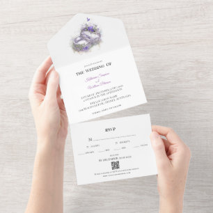 Invitation Tout En Un Déclaration de Mariage moderne Lilac