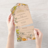 Invitation Tout En Un Déco Dîner Floral Pêche Moderne (Déchirure)