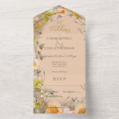 Invitation Tout En Un Déco Dîner Floral Pêche Moderne (À l'intérieur)