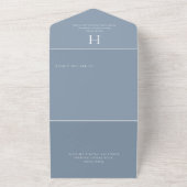 Invitation Tout En Un Déco Monogramme moderne Dusty bleu QR Code (Dehors)