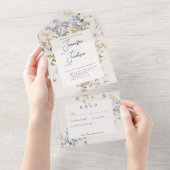 Invitation Tout En Un Délicat Boho Crème Fleur sauvage Pas de dîner (Déchirure)