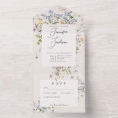 Invitation Tout En Un Délicat Boho Crème Fleur sauvage Pas de dîner (À l'intérieur)