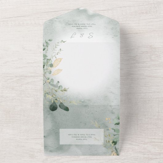 Invitation Tout En Un Délicate verdure moderne Photo QR Code (Dehors)