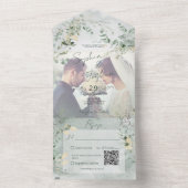 Invitation Tout En Un Délicate verdure moderne Photo QR Code (À l'intérieur)
