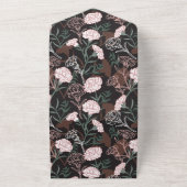 Invitation Tout En Un Délicates oeillets roses avec fleurs Feuilles vert (Dehors)