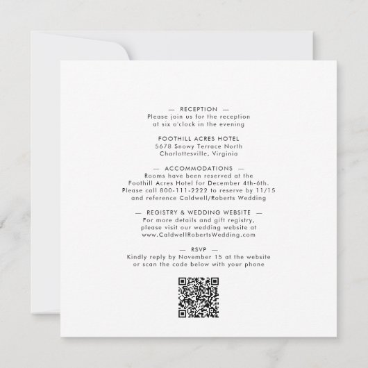 Invitation Tout en un Delicy Wreath Carré hiver Mariage I (Dos)