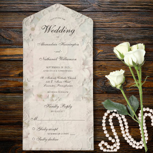 Invitation Tout En Un Dentelle de mariage ivoire