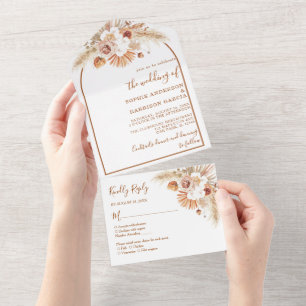 Invitation Tout En Un Désert Arch Boho Pampas Grass Terracotta Mariage A