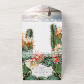 Invitation Tout En Un Desert Cactus Mariage de cadre géométrique or (Dehors)