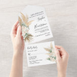Invitation Tout En Un Désert de verdure Boho Pampas Mariage en herbe<br><div class="desc">Pour une personnalisation plus avancée de ce design,  il suffit de cliquer sur le bouton "Customiser" ci-dessus !</div>