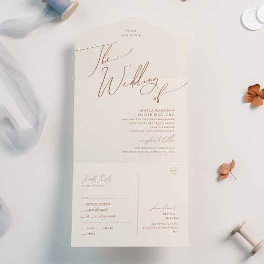 Invitation Tout En Un Désert de Whimsical | Mariage beige de Sceau et d'