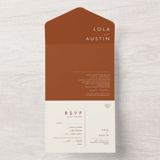 Invitation Tout En Un Désert simple | Sceau en terre cuite et envoi (À l'intérieur)