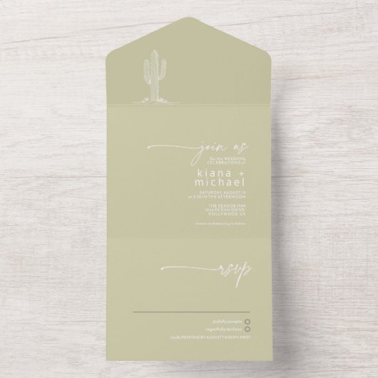 Invitation Tout En Un Desert Vibes Mariage Cactus Motif ID1019 (À l'intérieur)