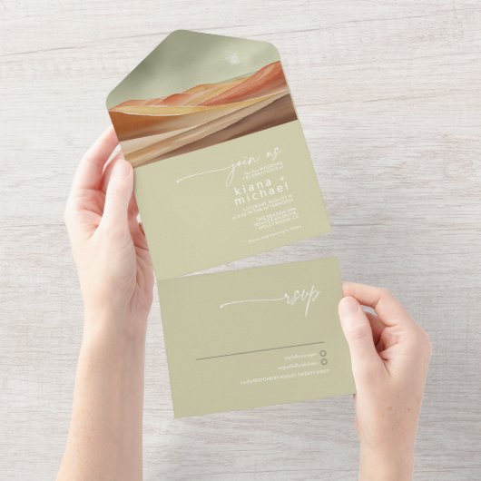 Invitation Tout En Un Desert Vibes Paysage Mariage ID1019 (Déchirure)