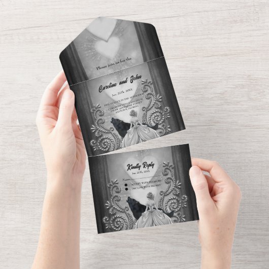 Invitation Tout En Un Design élégant et sombre (Déchirure)