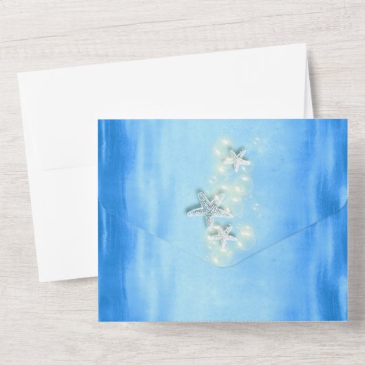 Invitation Tout En Un Destination mariage des îles tropicales bleues (Verso)