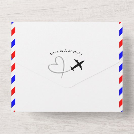 Invitation Tout En Un Destination Mariage Santorin Grèce Airmail (Verso)
