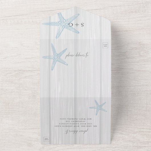 Invitation Tout En Un Destination Plage Rustique Starfish Mariage (Dehors)