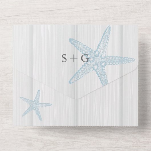 Invitation Tout En Un Destination Plage Rustique Starfish Mariage (Verso)