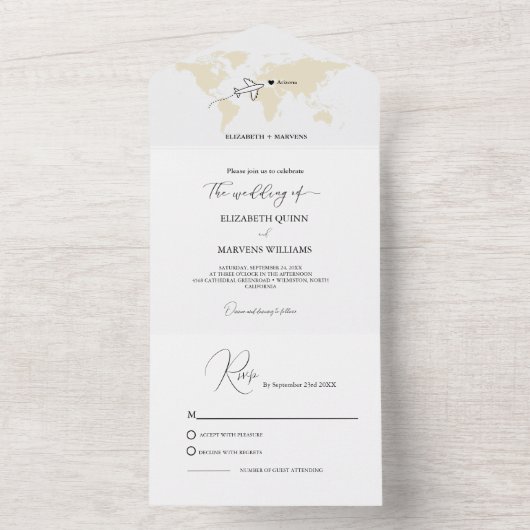 Invitation Tout En Un Destination Voyage Tout En Un Mariage (À l'intérieur)