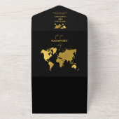Invitation Tout En Un Destination Wedding World Passport Black Gold (Dehors)