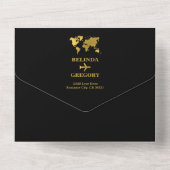 Invitation Tout En Un Destination Wedding World Passport Black Gold (Verso)