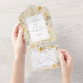 Invitation Tout En Un Dîner aux champs de fleurs sauvages d'automne rust (Déchirure)