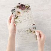 Invitation Tout En Un Dîner aux pivoines anciennes crème et rose de Bour (Déchirure)