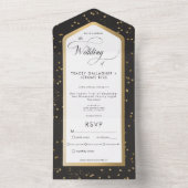Invitation Tout En Un Dîner Black & White Star Gold (À l'intérieur)