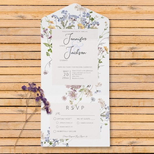 Invitation Tout En Un Dîner blanc Fleur sauvage Boho
