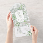 Invitation Tout En Un Dîner blanc Folid vert de foune moderne (Déchirure)