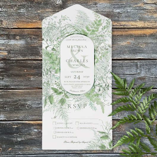 Invitation Tout En Un Dîner blanc Folid vert de foune moderne