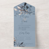 Invitation Tout En Un Dîner bleu rustique hiver Folithe bleu (À l'intérieur)