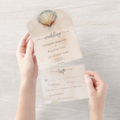 Invitation Tout En Un Dîner D'Aquarelle Moderne De Coquillages De Sable (Déchirure)
