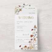 Invitation Tout En Un Dîner de Bouquet Fleur sauvage blanc moderne (À l'intérieur)