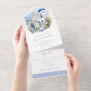 Invitation Tout En Un Dîner de répétition Santorin Grèce avec Rsvp