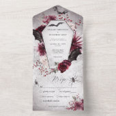 Invitation Tout En Un Dîner d'Halloween rustique gothique noir et bordea (À l'intérieur)