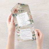 Invitation Tout En Un Dîner d'or de pin de Noël rustique (Déchirure)