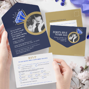 Invitation Tout En Un Dîner du 45e anniversaire de mariage bague de saph