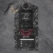 Invitation Tout En Un Dîner en mousse noir et gris gothique foncé