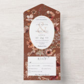 Invitation Tout En Un Dîner Fleur sauvage Floral Rust & Blush (À l'intérieur)