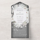 Invitation Tout En Un Dîner Floral Blanc d'hiver (À l'intérieur)