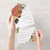 Invitation Tout En Un Dîner Floral Blanc Peach Mimosa (Déchirure)