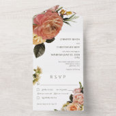 Invitation Tout En Un Dîner Floral Blanc Peach Mimosa (À l'intérieur)
