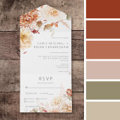 Invitation Tout En Un Dîner Floral Boho Boho, rouille épicée à la chute