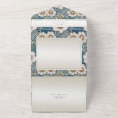 Invitation Tout En Un Dîner Floral Océan Moderne Satin & Perles (Dehors)