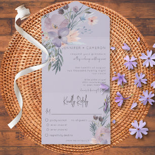 Invitation Tout En Un Dîner Floral Purple Bleu Pêche & Lavande Boho