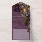 Invitation Tout En Un Dîner Gothique Floral, Vin Bourgogne foncé (À l'intérieur)