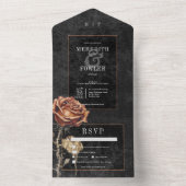 Invitation Tout En Un Dîner gothique noir et rouille Rose (À l'intérieur)