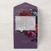 Invitation Tout En Un Dîner Mariage Fleur violet foncé d'Halloween Glam (Dehors)